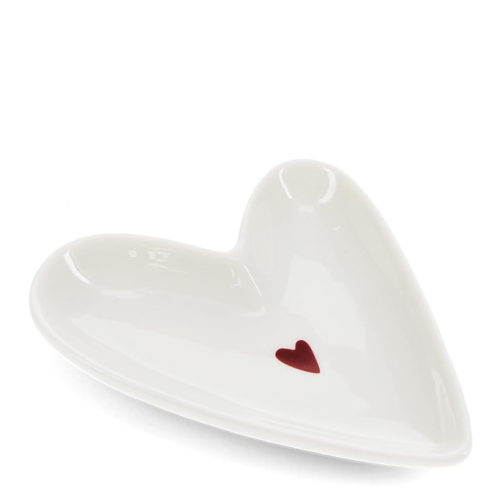 Rex London White Glossy Ceramic Trinket Dish - Heart