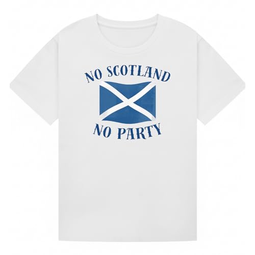 Image of No Scotland No Party Scotland Culture Football Mens Graphic T-Shirt Retro Novelty Tee for Scottish Heritage Clothing Gift White L