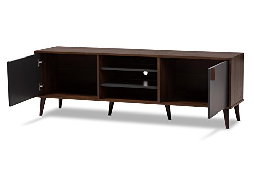 Baxton Studio Salubelle Tv Stand, Walnut Brown/Dark Grey #TOP1