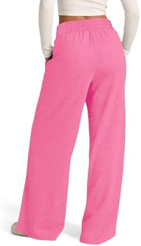 Women’s Wide Leg Sweatpants, Lightweight, High Waisted with Wide Pockets, Comfortable Lounge Pants with Drawstring, 2024