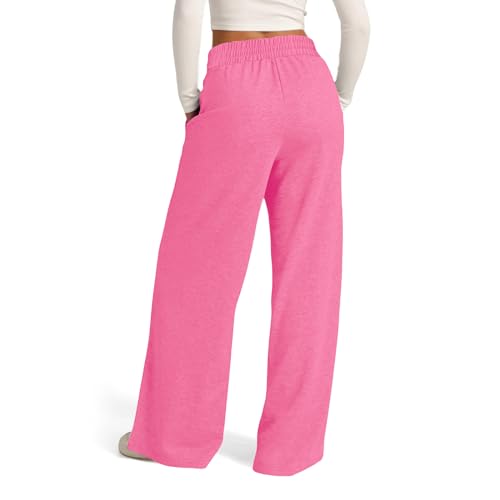 Women’s Wide Leg Sweatpants, Lightweight, High Waisted with Wide Pockets, Comfortable Lounge Pants with Drawstring, 2024