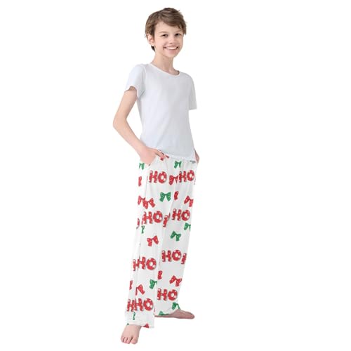 Boys' Pants Christmas Ho Ho Ho Bow Long Bottoms Jogger Pants Elastic Waist Trousers with Pockets S-XL4