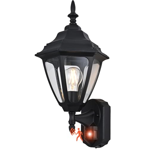 Image of Porch Lights Outdoor Motion Sensor Wall Sconce Anti-Rust Aluminum, Exterior Outdoor Wall Lights Dusk to Dawn Porch Light Fixture Wall Mount for House Outside Patio Large