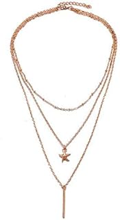 عقد متعدد الطبقات بتصميم نجم البحر البوهيمي - مطلي بالذهب، للنساء