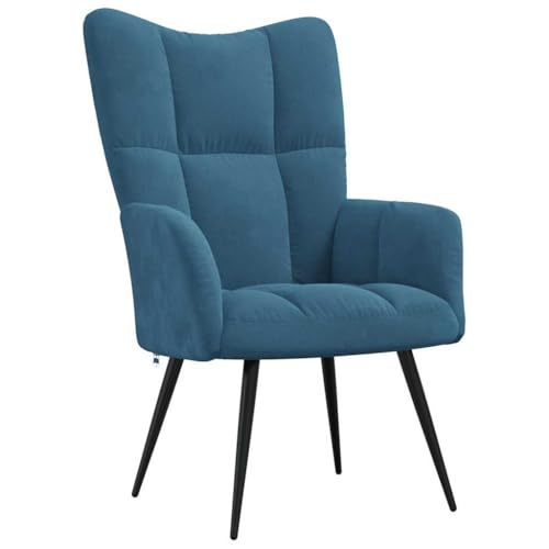 vidaXL Relaxsessel Fernsehsessel Polsterstuhl Polstersessel Relaxstuhl Sessel Stuhl Ohrensessel Loungesessel Armsessel Wohnzimmer Blau Samt