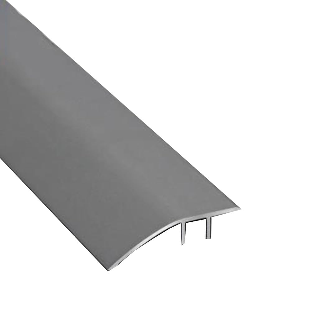Luysmengeu Grey Aluminium Floor Transition Strip, 35.4In Thresholds Reducer For Uneven Door Carpet Tile, Interior Metal Threshold Ramp, For Height Of 7-15Mm