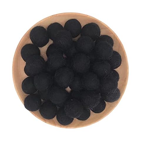 Felt Wool Beads Balls Pom Pom Handmade DIY for Craft Dream Catcher Baby Moile Pompom Home Decor Nursery Party Props (Black 20mm 30pcs) Cover