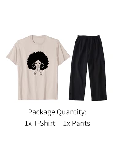 Image of Black History Pajamas, Graphic Matching Sets for Women, Magic Afro American Natural Hair Vintage Melanin T-Shirts and Pants