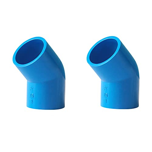 2 piezas de codo de 45 grados de PVC para tubo de agua, adaptador de acoplador para acuario, conector de tanque de peces (1.57 pulgadas/40 mm, azul)