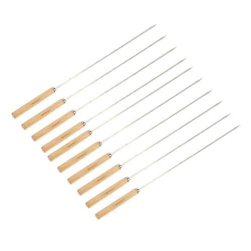 AKOOSY 10Pezzi Spiedini Bbq Inossidabile con Legno Utensili per Carne e Verdure per Barbecue All e Regali per Amanti Del Bbq