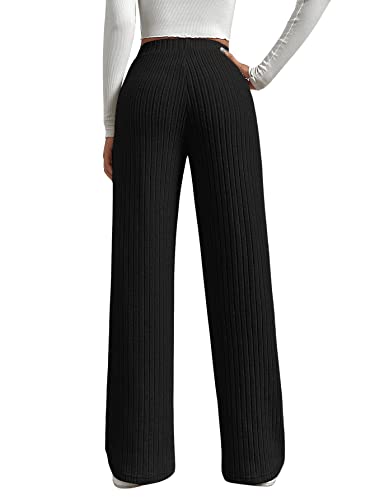 GORGLITTER Lange broek met wijde pijpen voor dames, met elastische tailleband, stretchbroek met hoge tailleband - Afbeelding 3