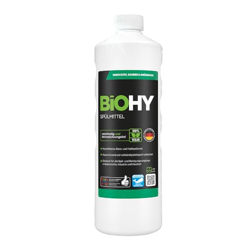 BiOHY Spülmittel (1l Flasche) | Bio Geschirrspülmittel ohne schädliche Chemikalien | Flüssiger Fettlöser für frischen Glanz | ideal für...