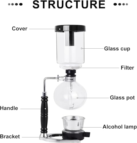 YUCHENGTECH Syphon Kaffeemaschine, Glas, 5 Tassen, 600ml