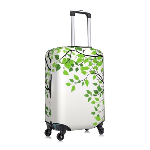 Green And White Leaf Print Luggage Suitcase Covers Elastic Washable Luggage Protector Luggage Covers For Suitcase3