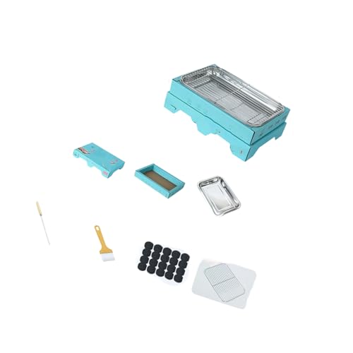 Zktfyshk Griglie a carbone per riunioni di famiglia, avventure in cortile, usa e getta, con griglia in acciaio inox, griglie portatili per spiaggia e campeggio