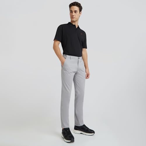 Image of Colorplus Men's Cotton Blend Solid Piece Dyed Pattern Contemporary Fit Flat Front Casual Trouser