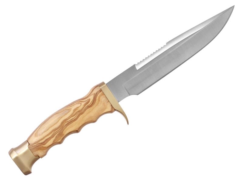 LO TRINCO YO Muela Cuchillo RANGER-14.OL hoja de acero MoVa de 14 cm y empuñadura madera de olivo para Caza, Pesca, Supervivencia y Bushcraft