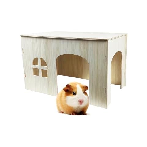 Sirvarni Guinea Pig Chinchilla Hideouts Cages Toys Accessories Wooden House and Habitats Hides Nature Huts for Hamster Squirrel Rat and Other Small Animals etc. Cover