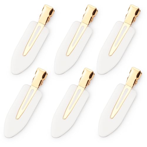 D 6 Pcs Creaseless Hair Clips for Makeup,White
