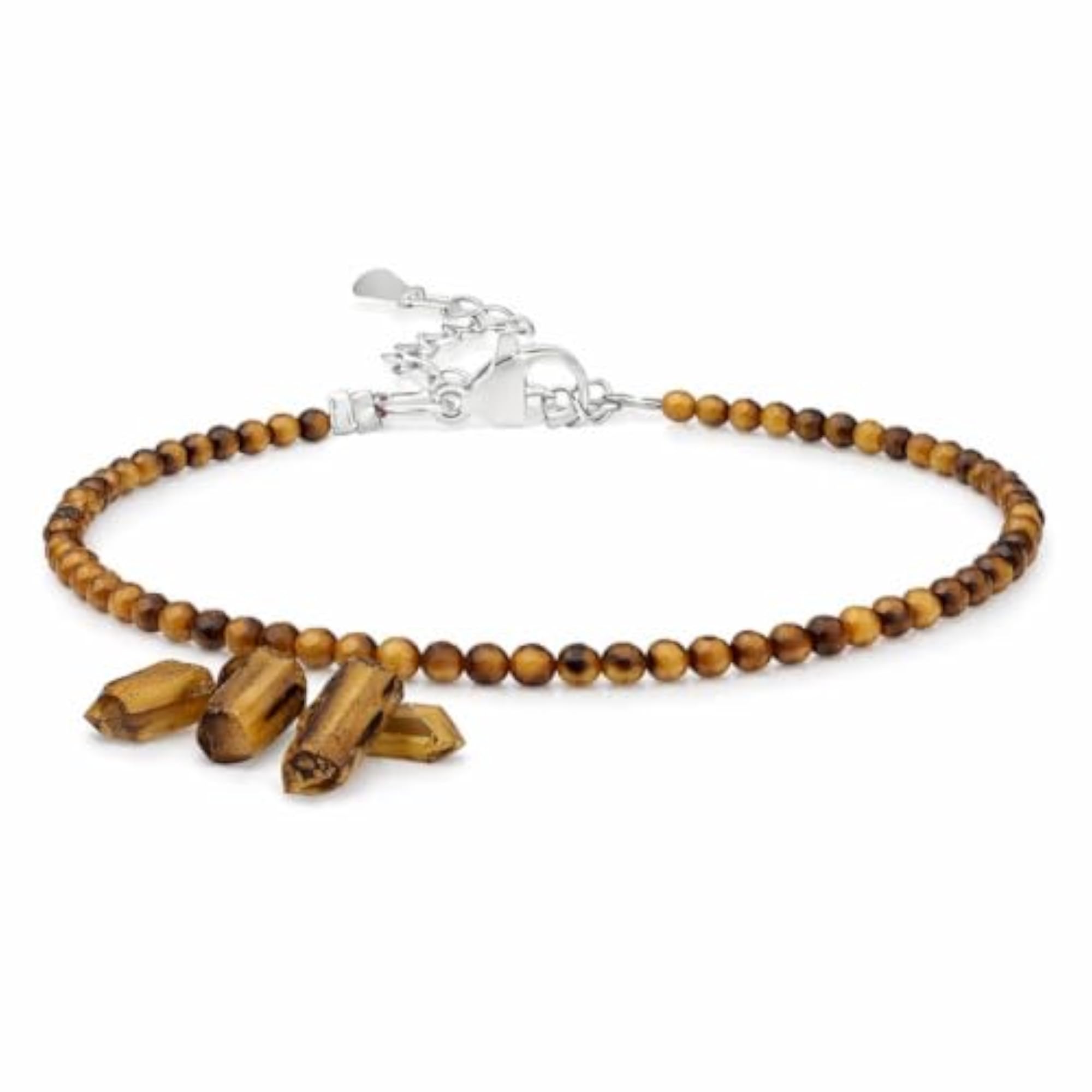 Women's Natural Tiger Eye Crystal Anklet with Adjustable Design