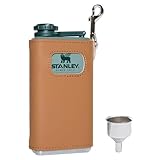 Spirit Flask Leather Case,for Stanley Legendary Classic Liquor and Spirit Flask, Soft Touch Leather Wrap with Funnel - Spirit Flask not included (brown Cowhide)