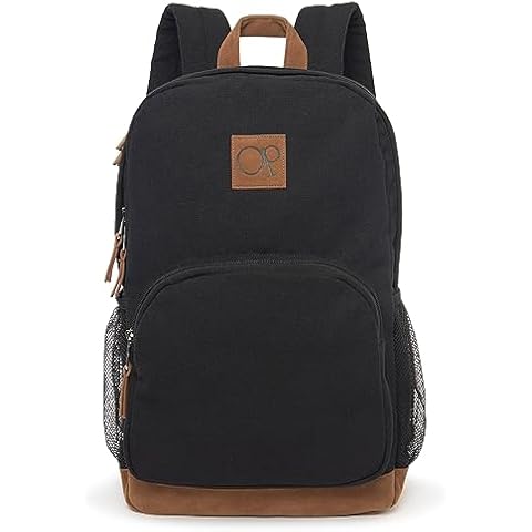Ocean Pacific La Playa Canvas Backpack for Travel, Sports, Beach, Work, Casual Daypack for Men Women Fits 15.6 Inch Laptop (Black) Cover