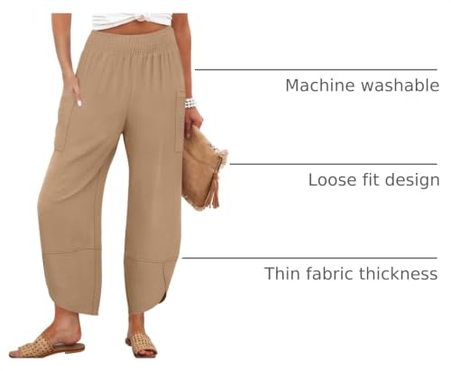 Image of ANRABESS Womens Wide Leg Palazzo Capri Pants 2026 Summer Casual High Waisted Barrel Lounge Flowy Cropped Beach Work Trousers