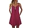Zytyeu Sling Vestito Donna Senza Maniche Spalle Scoperte Sciolto Abito Corto Donna Semplicetinta Unita Bottoni Vestito Estivo Donna Spiaggia Vacanza Viaggio Abito Casual Donna A-Red XXL
