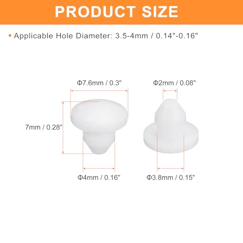 Image of uxcell 36 Pcs Silicone Plugs, Rubber Round Snap in Locking Hole Plugs for 3.5-4mm Hole, Hole Stoppers Waterproof Hole Plug for Metal Tube, Furniture End Caps Inserts, White