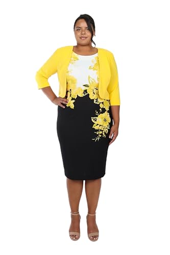 Maya Brooke Women's Floral Print Sheath Dress with Coordinating Cropped Jacket