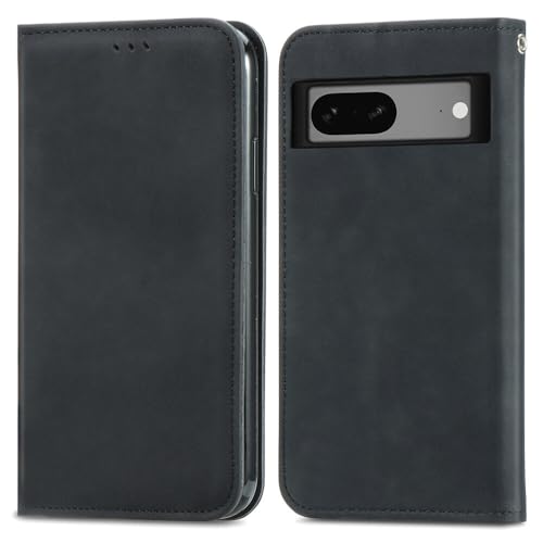 Étui Google Pixel 9 Pro noir : portefeuille en cuir véritable à rabat