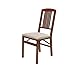 Stakmore Simple Mission Wooden Folding Chairs with Padded Seats, Set of 2 - No Assembly Foldable Dining Chairs, Steel Folding Mechanism, Upholstered Cushion, Space-Saving, Cherry Frame