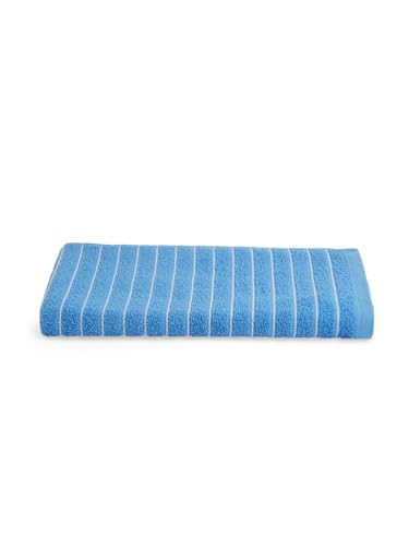 Image of Welspun 100% Cotton Large (70 Cm X 150 Cm) | 250 GSM Dobby Solid Bath Towel (Royal Blue)- 2-in-1