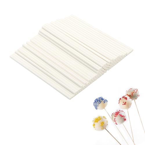 Cake Pop Stiele, Weiße Cakepop Stiele, Cake Pop Ständer, Fester Papierstift, cake pop Sticks für Lutscher, Hartbonbons, Schokolade, Regenbogenbonbons, Kuchen (100, 10cm)