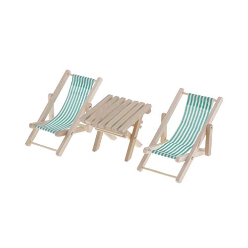 MagiDeal - MagiDeal 1/6 Meubles de Maisons Poupées Table à Manger + 2pcs Chaise Accessoires de Jardin Dolls House - Vert