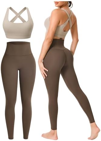 Workout Sets for Women 2 Piece Seamless High-Waisted Leggings & C...