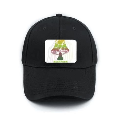 Casquette de baseball noire réglable broderie champignon vert mignon pour homme et femme