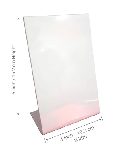 Image of Ferauax Imported (6 Pack) Acrylic QR Code Display Stand - 4x6 Inch (A6) L-Shape Portrait Menu & Ad Frame - Tabletop Display Stand for Restaurants and Cafes 2mm Thickness (Note:- QR Code Need to be pasted on this board, Not the insert type)