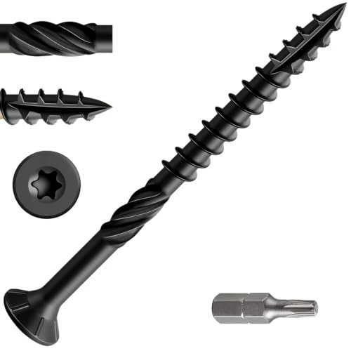 Wensilon #10 * 3" Black Deck Screws, (137pcs) 2 lbs.Exterior Wood Screws, Rust Resistant epoxy Coated, Bronze, T25 Star Bit