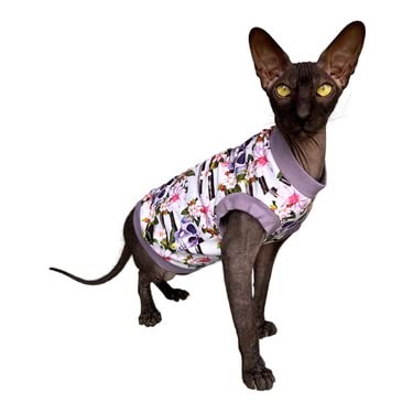 Tee-shirt chat Sphynx lilas XL pour protéger la peau sans poil