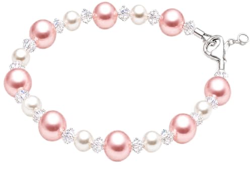 Image of Baby Crystals Personalized Jewelry Pink Pearl Initial Charm Bracelet for Girls & Women