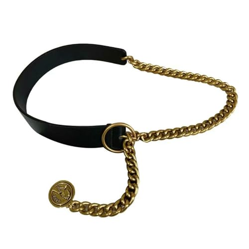 Women'S Wide Belt Chain Decoration Suit Coat Sweater Skirt Retro Fashion All-Match Metal Belt-Black
