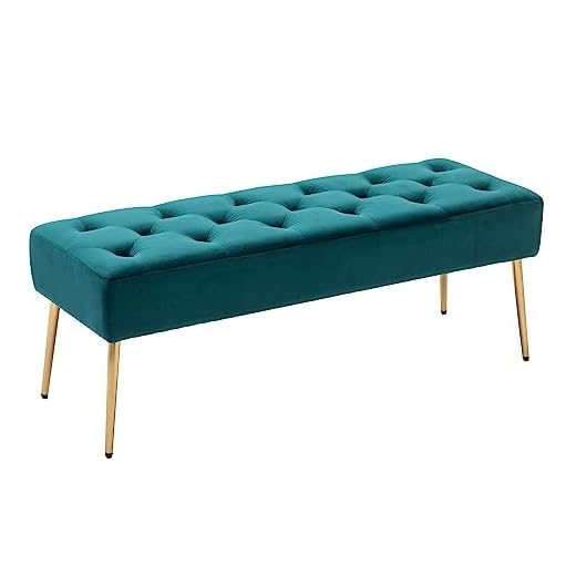 Duhome Panca Velluto Ingresso, Panca Imbottita da Interno, Piedini in Metallo, Moderna Panca per Camera da Letto, Soggiorno, Foyer, Fango, Corridoio, 113x38x42 CM, Verde Bluastro