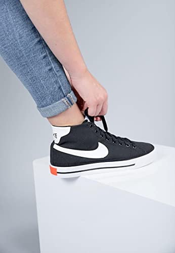 Nike Nike Women's Court Legacy Mid Canvas Tennis Shoe, Black White Team Orange, 7 UK