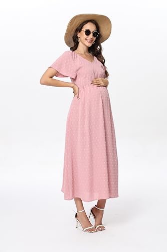 Image of Maternity Dress Women's Off Shoulder Split A Line Casual Maxi Dress Photography Dress for Babyshower