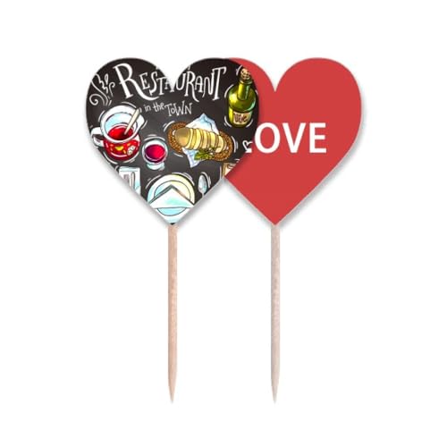 Toothpick flag love heart lable pour décoration chic de cupcake