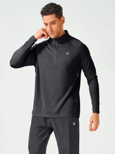 Image of NORTHYARD Men's Quarter Zip Pullover Athletic Running Shirt Long Sleeve | 1 /4 Zip Top, Quick Dry Lightweight, Moisture Wicking Breathable, Reflective Strips, Performance Workout Gym, Hiking Sports