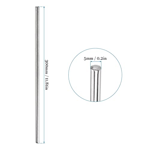 QUARKZMAN 300 mm x 5 mm 304 Edelstahl x 10 STK. Lineare Welle Metrische Rundstangen Stangen Grundmaterial für Heimwerker