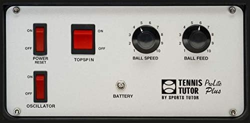 Tennis Tutor Prolite Plus. Includes one-Touch TOPSPIN Button. Made in USA by #1 Tennis Machine Company.