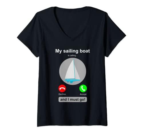 Womens Sailing Boat Shirt Funny Sailing Captain Sailing Lover Gift V-Neck T-Shirt